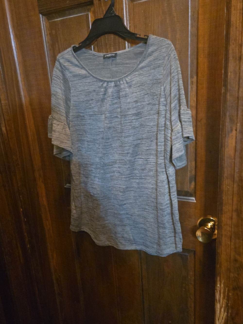 Lane Bryant Heather Gray Short Sleeve Scoop Neck Top